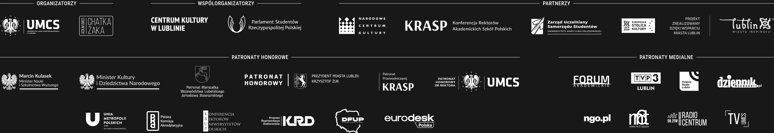 Organizatorzy, partnerzy oraz patronaty honorowe i medialne