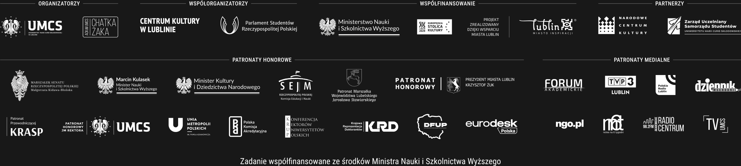 Organizatorzy, partnerzy oraz patronaty honorowe i medialne